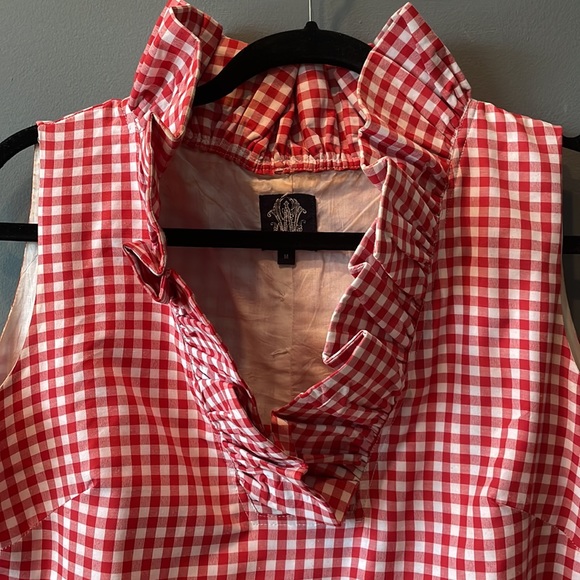 Elizabeth Wilson ruffle neck top with tassels.  Size medium. - Picture 2 of 5